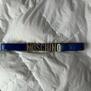 Leather Moschino Belt in Royal Blue